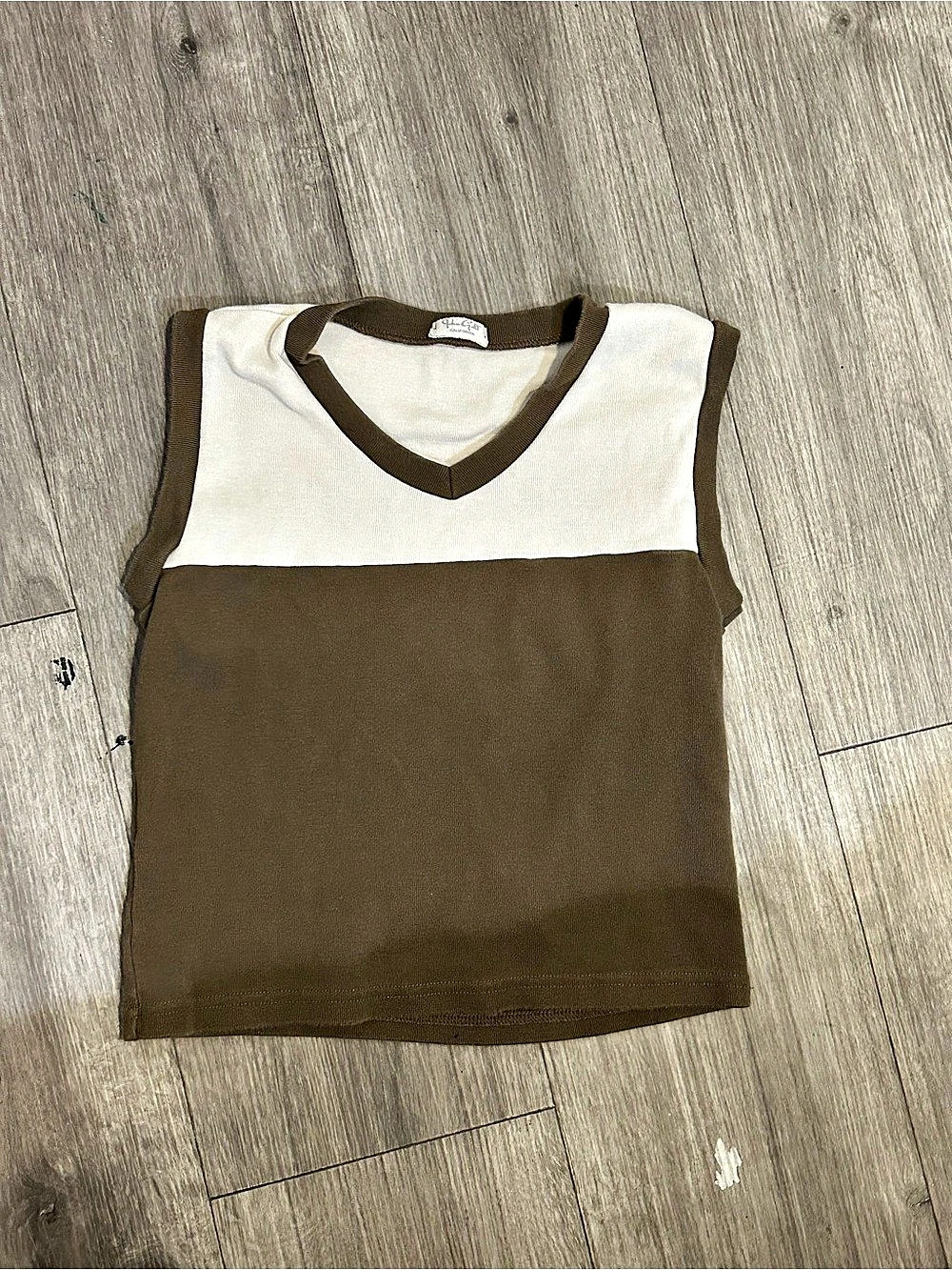 John Galt Color Block Tank Top in Brown & Cream rare